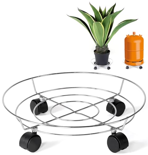COSHANO Soporte de Macetero bombona butano con Ruedas Metálico Que Gira 360º para Macetas Decorativas De Interior y Plantas de Exterior en Terraza, Jardín y Balcón.