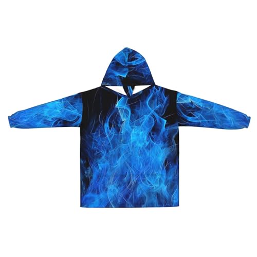Couverture à capuche flamme bleue en flanelle chaude et thermorégulatrice pour l'hiver