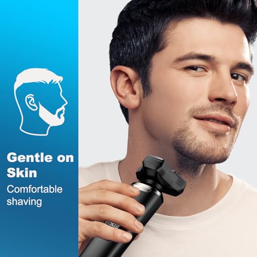 Image of 4-in-1 Electric Razor for Men, Magnetic Floating Heads, LED Display, IPX7 Waterproof, Travel Lock & Nose Trimmer - Complete Grooming Kit Gift Set