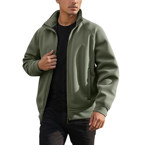 Veste d'extérieur homme coupe-vent polaire hiver zippée anti-froid
