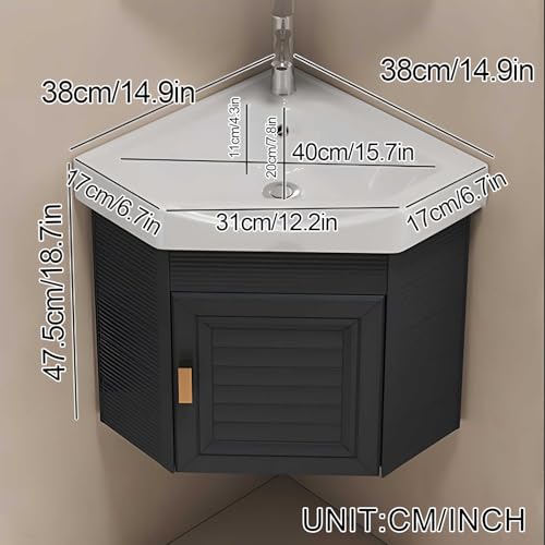 Mueble de lavabo de cerámica vitrificada con grifería de alta gama para pared 3