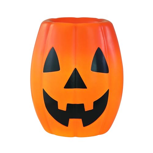 Mr. Halloween 18 in Jack-O-Lantern Candy Bowl with LED Lights Blow Mold Trick or Treat Holder Vintage Light Up Halloween Candy Dish