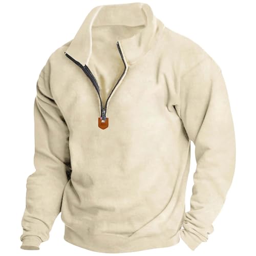 Men's Quarter Zip Up Pullover Slim Fit Mock Neck Long Sleeve Polo Shirts Lightweight Solid Color Sweatshirt3