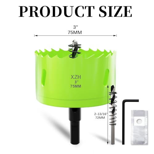XZH 75mm Bi-Metal Hole Saw Kit with Arbor & Pilot Bit, Effortless Smooth Cutting for Wood Plastic, Drywall & Thin Metal - Image 2