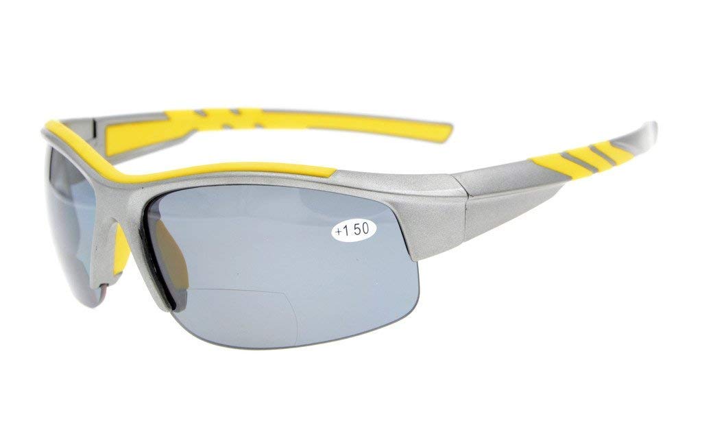 Eyekepper TR90 Unbreakable Sports Bifocal Half Rimless Sunglasses Baseball Running Fishing Driving Golf Softball Hiking Grey Frame Grey Lens +2.75 — image 1