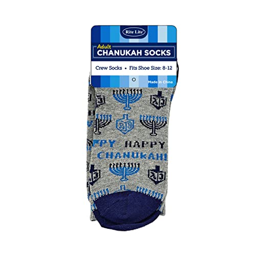 Image of Rite Lite Chanukah Socks, Adult Crew, Happy Chanukah, Carded