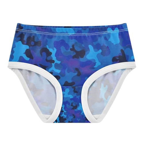 Blue Camouflage Underwear for Girls, Toddler Girl Briefs, Cotton Underwear for Girls, 2–8 Years