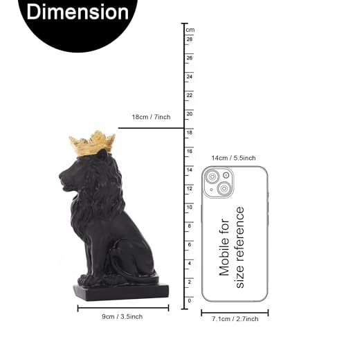 Image of TIED RIBBONS Decorative Crown Lion King Statue Showpiece Sculpture Animal Figurines (Black, Resin, 9 cm x 18 cm) Idol for Home Decor Bedroom Living Room Table Top Office Decoration Gifting Items