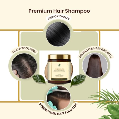 Image of Havintha Premium Spirulina Powder-Based Herbal Shampoo for Hair - 200g | Easy-to-Use Foaming Ayurvedic Shampoo | Anti Hair Fall & Anti Dandruff Care | Sulfate-Free with Shikakai, Aloe Vera & Methi Dana for Strong, Healthy & Voluminous Hair