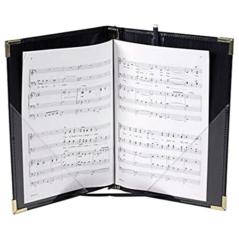 Marlo Plastics Premium Choral Folder 7-3/4 x 11 Octavo Size with Elastic String Holders - Black Cover