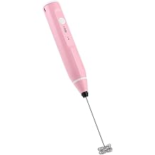 JTLB Hand milk frother, coffee, rechargeable milk frother, 3 speed stages, electric coffee mixer, hand egg beater, home kitchen appliances (pink)