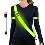 YADOBIG Lauflicht Joggen mit Reflektoren Gürtel, USB Aufladbar Verstellbarer Lauflicht, Nacht Sicherheitslicht Laufgürtel, Lauflicht mit Reflektoren für Joggen, Fahrrad, Hundewandern