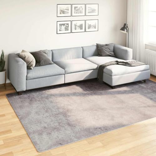 Tapis antidérapant en velours lavable pour grand salon gris