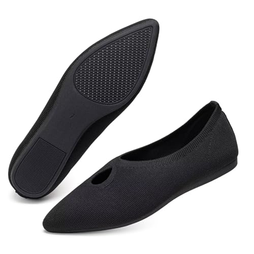Frank Mully Women's Ballet Flats Teardrop Upper Pointed Toe Lightweight Flats for Women Comfortable Slip on Flats for Work Wedding Office
