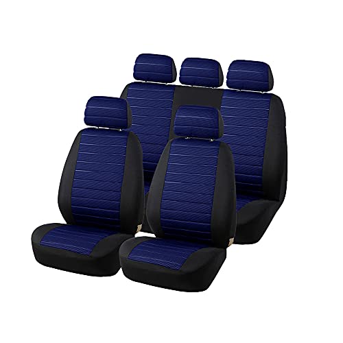 TOYOUN Ensemble de Housse Siege Voiture Bleu Housses Siège Auto Universelle Jeu Complet en Tissu Couverture de Siège de Voiture Couvre Sieges pour Avant et...