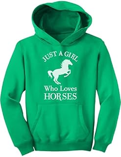 A Girl Who Loves Horses Horse Lover Gift Girls' Youth Hoodie Large Green