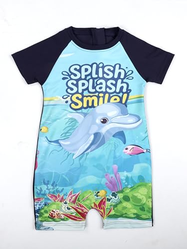 Image of KiddoPanti Boys & Girls Half Sleeve Mid Thigh Length Swim Suit
