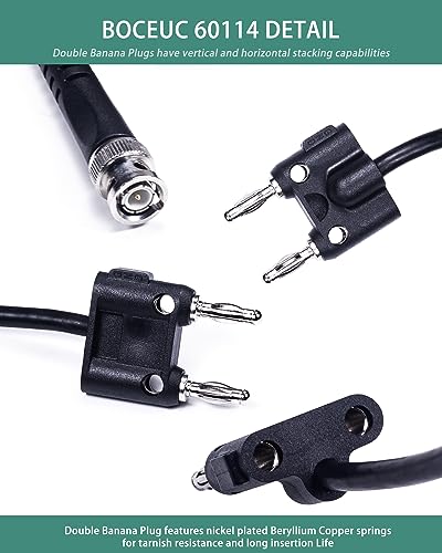 Image of BNC Test Leads, BNC to Male Double Stacking Banana Plug, Nickel-Plated Finish, Black