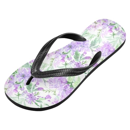 Sinestour Flower Leaves Purple Flip Flops for Beach Thong Sandals Anti-slip Lightweight Flat Slippers for Indoor Outdoor House2
