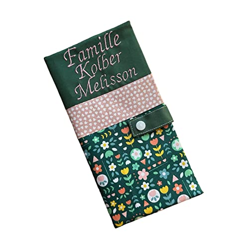 Protège livret de famille personnalisé, étui de protection et pochette tissu brodée