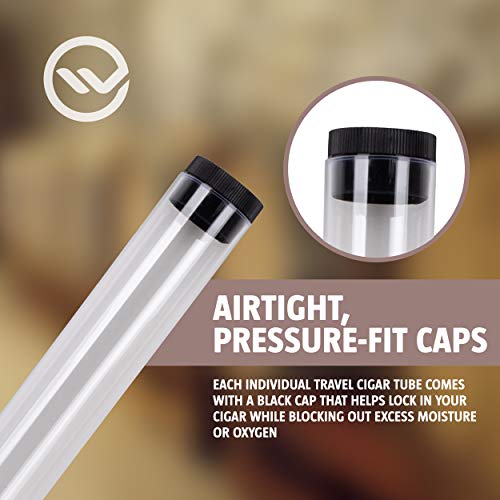 VeeBoost Cigar Tubes w/Pressure Fit Caps, Home Organizer, Personal Cigar Case, Travel Storage Containers | Clear, BPA-Free Acrylic | Reusable, Eco-Friendly (20)