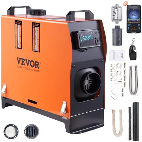 VEVOR 8KW Diesel Heater All in One, Diesel Air Heater with Bluetooth App Control, Portable Parking Heater Automatic Altitude Adjustment Max 18045 ft, Remote Control and LCD, for Vehicles