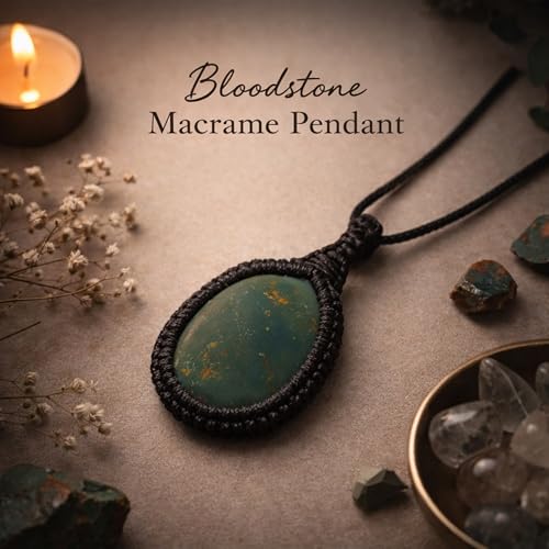Image of REMEDYWALA Gemstone Macrame Pendant for Reiki & Crystal Healing, Natural Stone