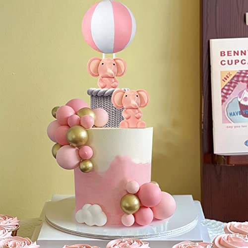 2 Pcs Elephant Cake Decoration 1 Pcs Hot Air Balloon Elephant Cake Decoration 1 Pcs Elephant Cake Decorations Elephant Theme Birthday Baby Shower Cake Decoration Supplies Pink White #TOP3