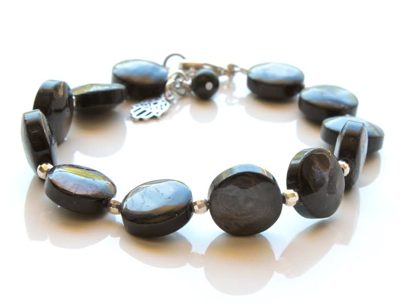 Bracelet en hypersthène 10mm ajustable pour un style minimaliste au quotidien lkbeads