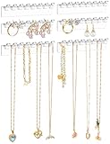 NiHome Kettenhalter Schmuckaufbewahrung Wand – 6-Pack Hanging Jewelry Organizers & Schmuckständer für Halsketten, Armbänder, Ohrringe & Ringe – Platzsparende Lösung mit Klebemontage Ohne Bohren