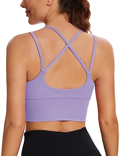 Loovoo Sports Bra For Women, Criss-Cross Back Strap Tank Tops Crop Yoga Bra With Built In Bras Light Purple M #TOP1
