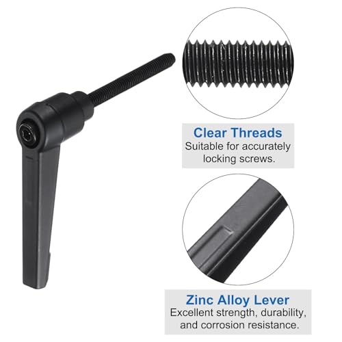 Image of uxcell 4pcs Clamping Lever Adjustable Handle Set Metric M5 x 40mm Male & M5 Female Thread Level Handles Hand Stud Knobs Quick Release Black for Lathe Machinery