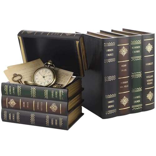 Toyosport 2 Pcs Decorative Vintage Book Boxes, Faux Literary Storage