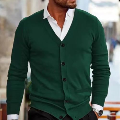 Men Cotton Sweater Cardigan Solid Long Sleeve Knitted Plus Size Slim V-Neck Sweaters3