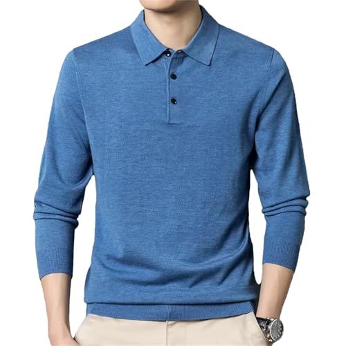 Dcvmvmn Men's Long-Sleeved Wool Blend Solid Color Pullover Sweater with Lapel Casual Bottoming Sweater