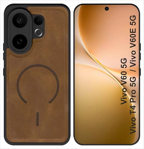SBMS Back Cover for Vivo V60 5G/T4 Pro/V60E | Ultra Slim Soft Rubberised Hard Case | Oil Feel Soft Leather Back | Mag-Safe Design (Mag-Safe Not Support) | Camera Protection Case for Vivo V60 (Brown)