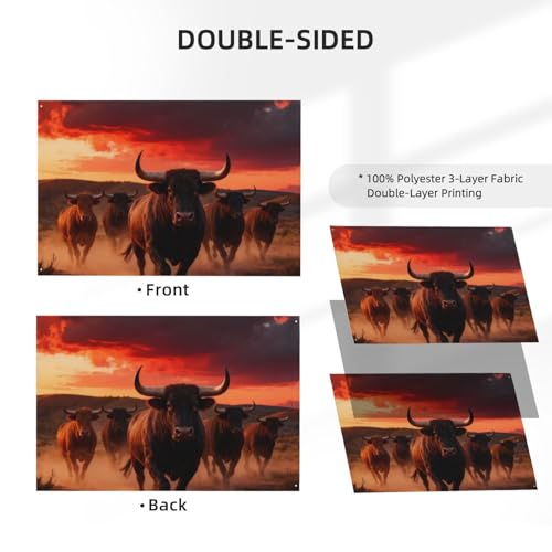 Drapeau double face Running Bull en polyester de qualité supérieure - 5