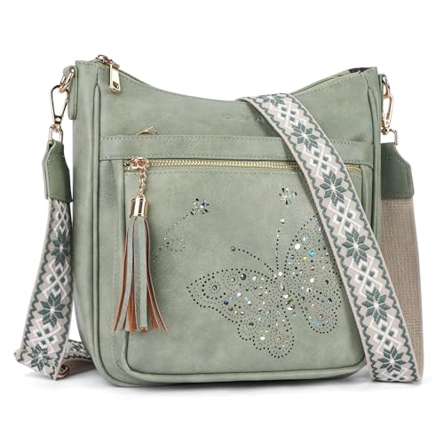 KITEVIUN Medium Crossbody Bags for Women Trendy, Women's Butterfly Shoulder Handbags with Tassel