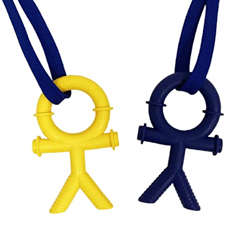 Sensory Direct Chewbuddy Tuff Stickman - Pack of 2 Strong Sensory Fidget Toy Chew or Teething Aid | for Kids. Adults Autism ADHD ASD SPD Oral Motor or Anxiety Needs - Blue & Yellow