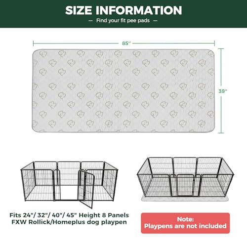 Image of FXW Washable Pee Pads for Dogs, Leak-Proof & Non-Slip, Specifically Designed for FXW Rollick /Homeplus 24inch 8 Panels Dog Playpen, 39 inch x 85 inch Rectangle, Khaki, 2 Packs