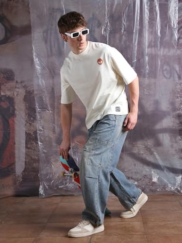 Image of Hubberholme Men Cotton Printed Oversized Round Neck Half Sleeves Tshirts