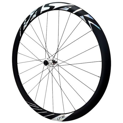 Rueda Delantera para Bicicleta De Carretera 700C Aleación De Aluminio Llantas De Doble Capa Eje Pasante 12x100mm/15x100mm Bujes Freno De Disco De 24H(Titanium,12x100mm)