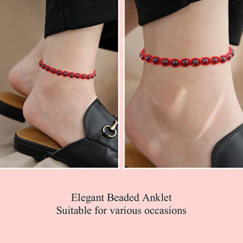 Red String Bracelet Anklet Garnet January Birthstone Beaded Adjustable Unisex Birthday Commemorative Gift4