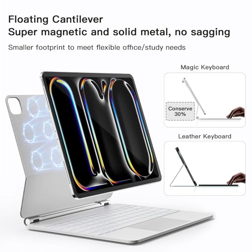 Image of RAYMCRAFT for iPad Pro 13-inch Case with Keyboard (M5 /M4, 2025 /2024), 11-Colors Backlight with Pencil Buckle, Stain-Resistant Surface, Magic Keyboard for iPad Pro 13-inch, Multi-Touch Trackpad, White