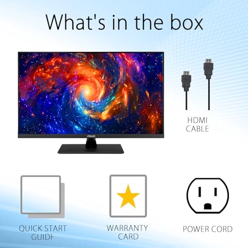 Image of ASUS 31.5 inch 4K HDR Monitor - UHD (3840 x 2160), 99% sRGB, HDR-10, Adaptive-Sync, Speakers, Flicker Free, Eye Care - Blue Light Filter, DisplayPort & 2 x HDMI, Tilt Adjustment, Wall Mountable, Black