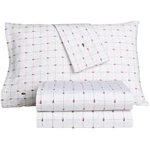 Lacoste Slice 100% Cotton Percale Sheet Set Cool Crisp Breathable All-Season Bedding, Durable Matte Finish, Oeko-Tex Certified Printed Design, Baroque Rose, Twin XL
