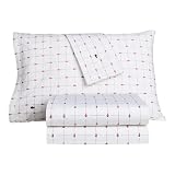 Lacoste Slice 100% Cotton Percale Sheet Set – Cool Crisp Breathable All-Season Bedding, Durable Matte Finish, Oeko-Tex Certified – Printed Design, Baroque Rose, Full