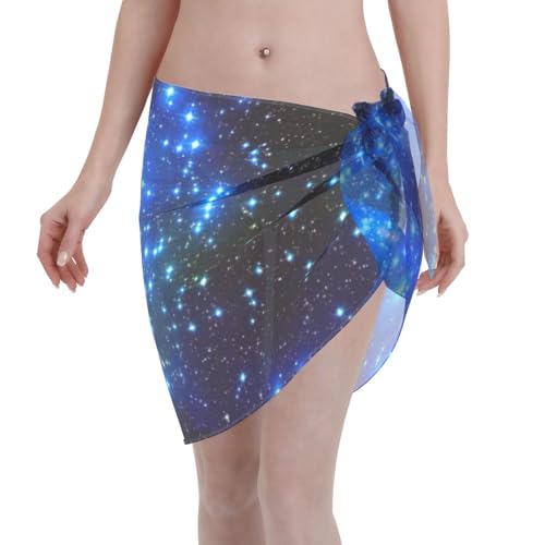 Elegante envoltura de playa con estampado de estrellas brillantes azules, vestido de traje de baño, para mujer, perfecto para piscina y centro turístico, Negro, talla única