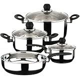 MAGEFESA Practika 7-Piece Stainless Steel Cookware Set, Includes Stockpot, Stew pot, Saucepan, Deep sauté, Compatible with All Types of Stovetops, Lids Included, Dishwasher safe
