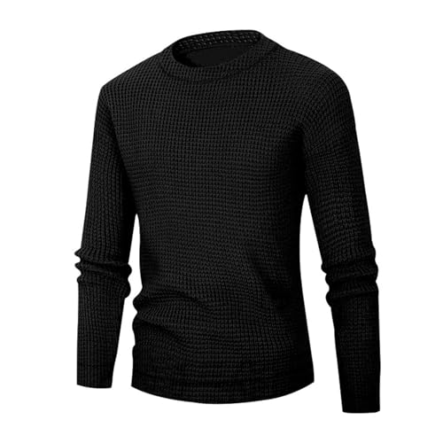 Mens Loose Fit Oversized Crewneck Waffle Knitted Pullover Sweater Long Sleeve Vintage Textured Ribbed Knit Sweaters2